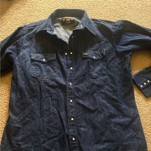 Whiteknuckler DARK BLUE RAW DENIM Western Shirt XL Cowboy Snap Highwayman